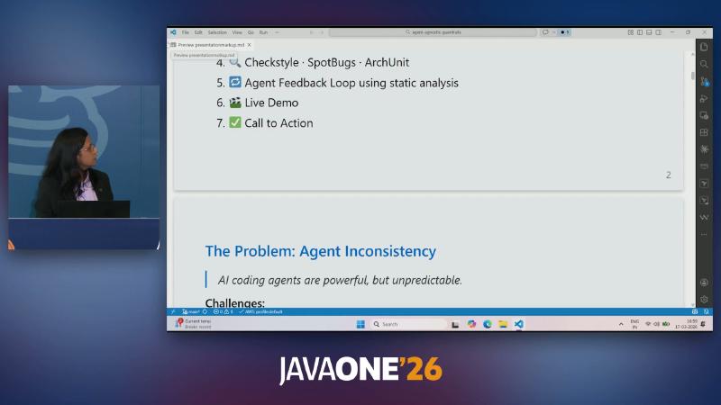 Agenda excerpt: Checkstyle · SpotBugs · ArchUnit and the agent feedback loop