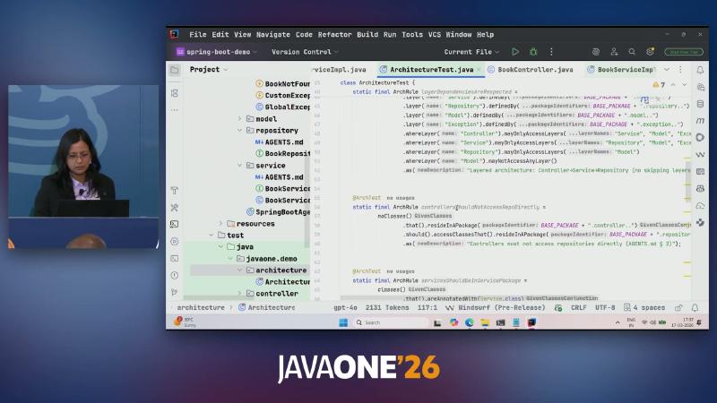 IDE project tree: AGENTS.md under repository and service packages