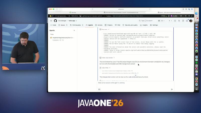 Agents session mvn test: release version 25 not supported, Java 17 vs 25