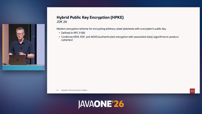 Hybrid Public Key Encryption (HPKE) JDK 26 — defined in RFC 9180,组合 KEM、KDF、AEAD