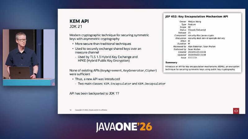 JEP 452: Key Encapsulation Mechanism API — Release 21,Modern cryptographic technique for securing symmetric keys