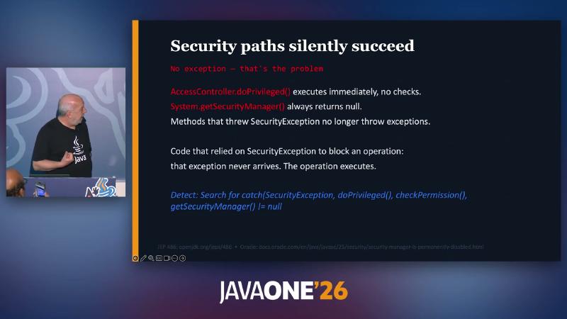 Security paths silently succeed — JEP 486
