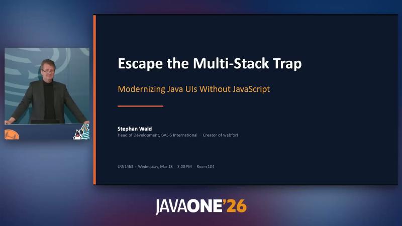 JavaOne opening: Escape the Multi-Stack Trap and webforJ theme