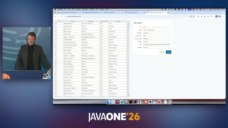 Modernization demo: Webswing Modernisation, Edit record, awards list sample data