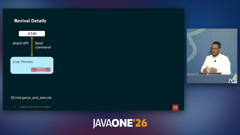 Revival Details：jcmd 经 Attach API 向 Live Process 发送命令，底层 DCmd::parse_and_execute
